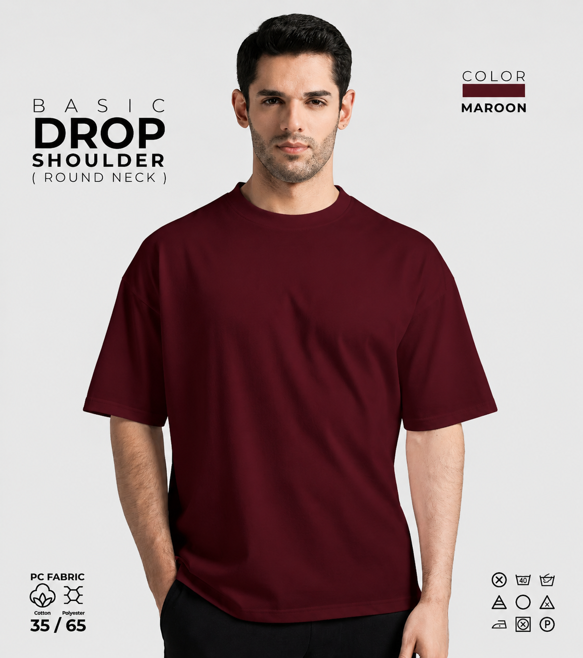 Basic Drop Shoulder Round Neck – Maroon