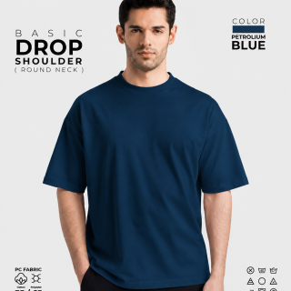 Basic Drop Shoulder Round Neck – Petroleum Blue