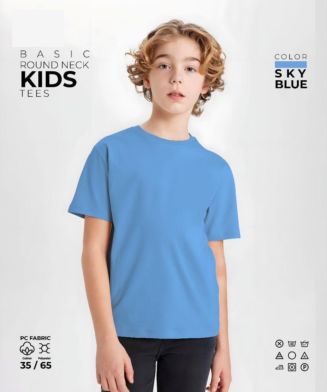 Sky Blue Kids Round Neck T-Shirt