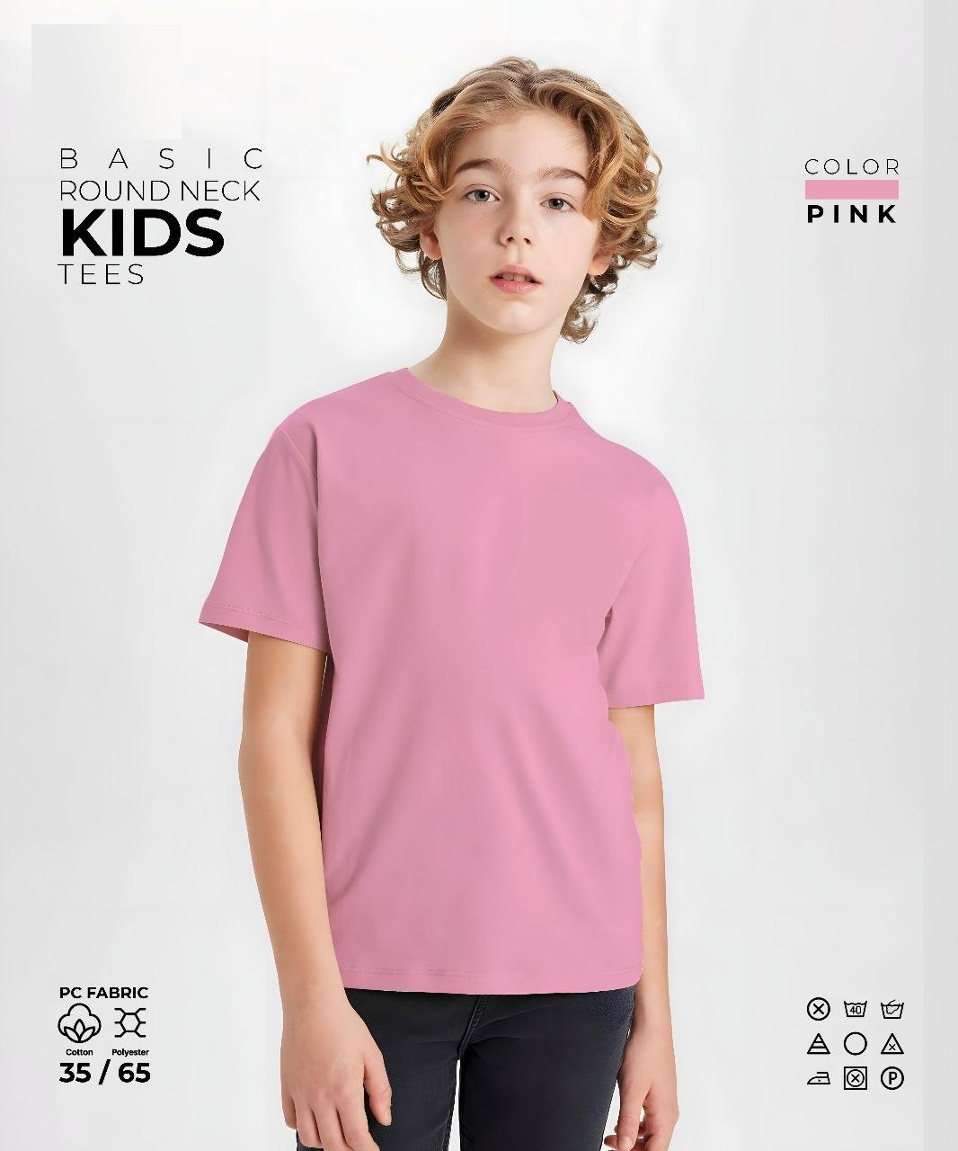 Pink Kids Round Neck T-Shirt