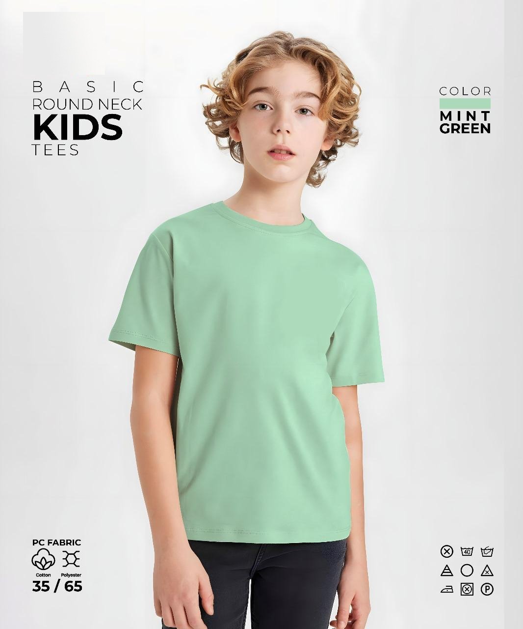 Mint Green Kids Round Neck T-Shirt