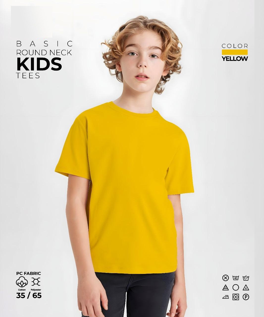 yellow Kids Round Neck T-Shirt