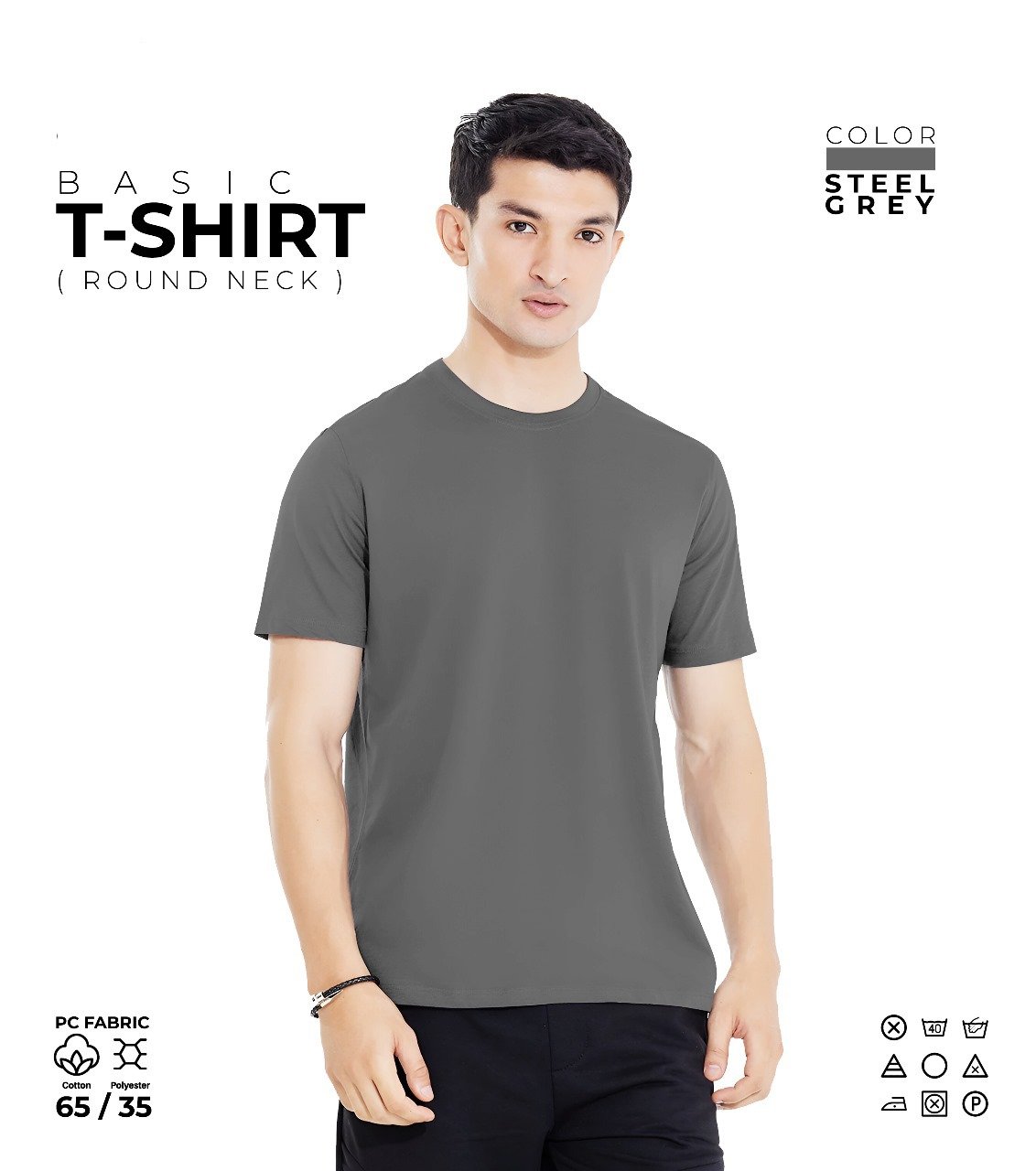 Basic Round Neck T-Shirt – Steel Grey
