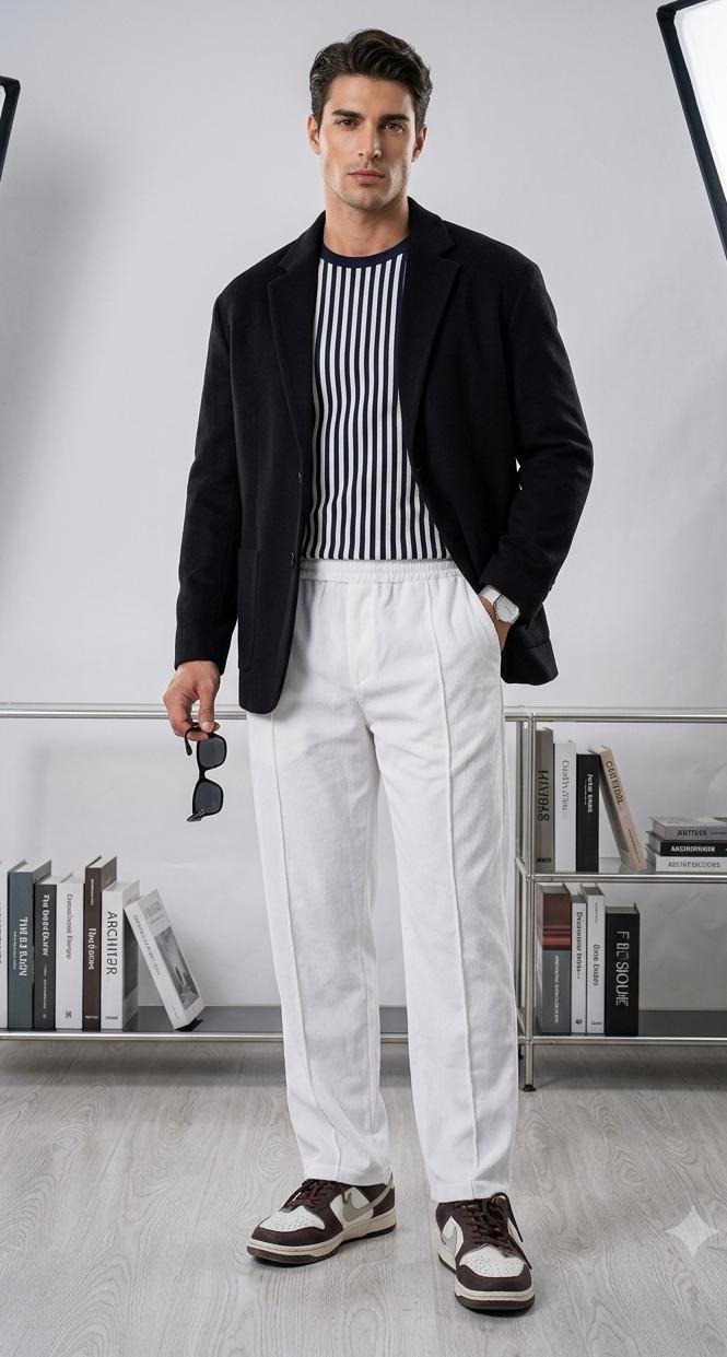 Men’s Loose Bottom Pintex Trousers